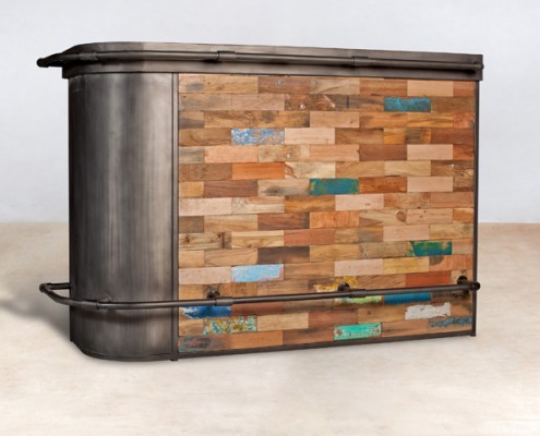 bar en bois recyclés de bateaux - coin gauche - détails
