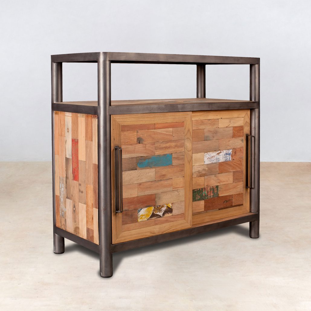 buffet en bois recyclés 2 portes coulissantes et 1 niche - ocean buffet en bois recyclés 2 portes coulissantes et 1 niche - ocean