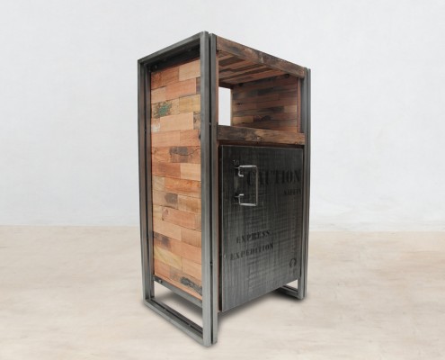 meuble de rangement en bois recyclé de bateaux - 1 niche et 1 porte