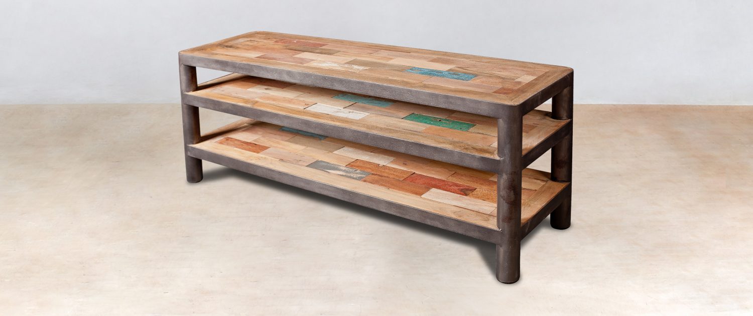 meuble TV 3 plateaux en bois recyclés - collection OCEAN meuble TV 3 plateaux en bois recyclés - collection OCEAN