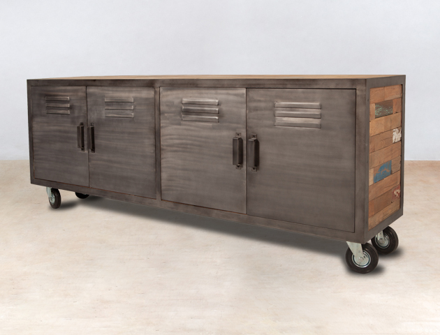 meuble-tv-4-portes-bois-recycles-bateaux-roulettes-details