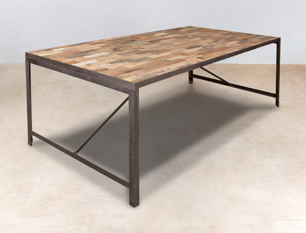 table à diner en bois recyclés 200cm INDUS – détails table à diner en bois recyclés 200cm INDUS - détails