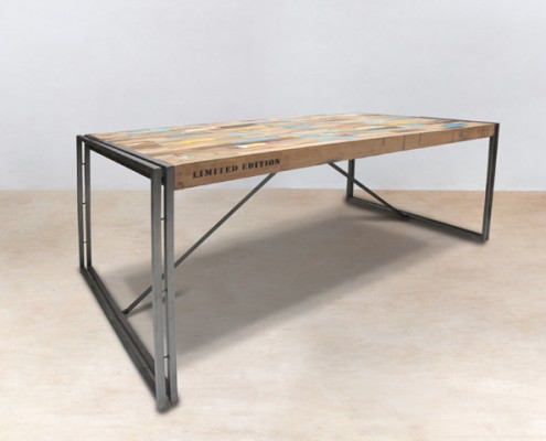 table à manger rectangulaire 250cm en bois recyclé -détails