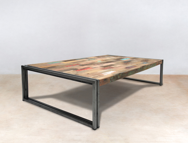 table basse rectangulaire en bois recyclés de bateaux 140cm – détails table basse rectangulaire en bois recyclés de bateaux 140cm - détails