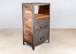 meuble 1 niche en bois recyclés de bateaux 2 tiroirs métal - détails